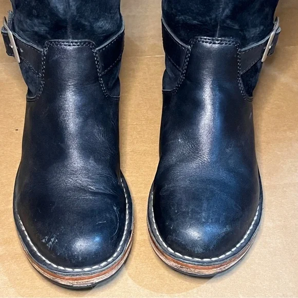 UGG US 6 Knee High Black Suede Side Buckle Tall Riding Boots Australia - Picture 9 of 15